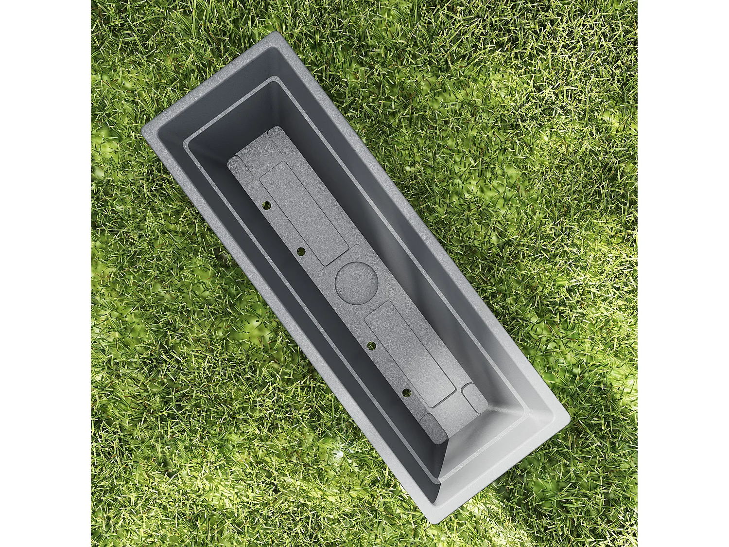 Set de 5 pots de fleurs empilables, plastique, résistant aux intempéries, gris (59x21x16 cm)