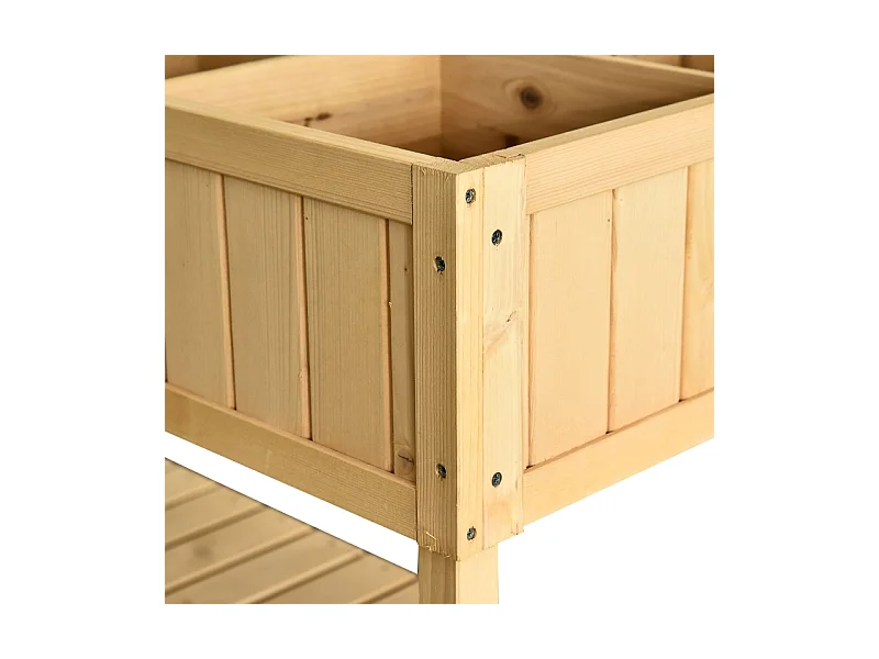 Table de jardin en bois avec 8 compartiments et drainage, table de culture en bois massif, naturel (110x46x76 cm)