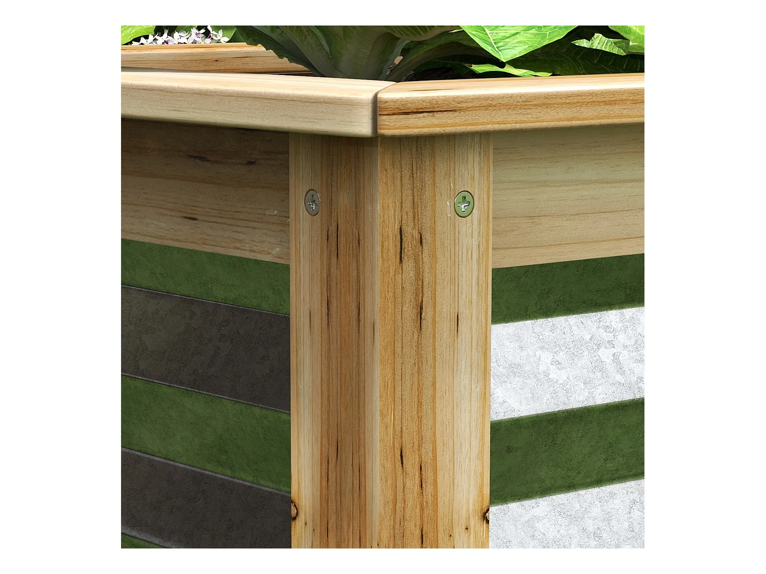 Jardin surélevé en métal avec cadre en bois, 45x45x30 cm, (45x45x30 cm)