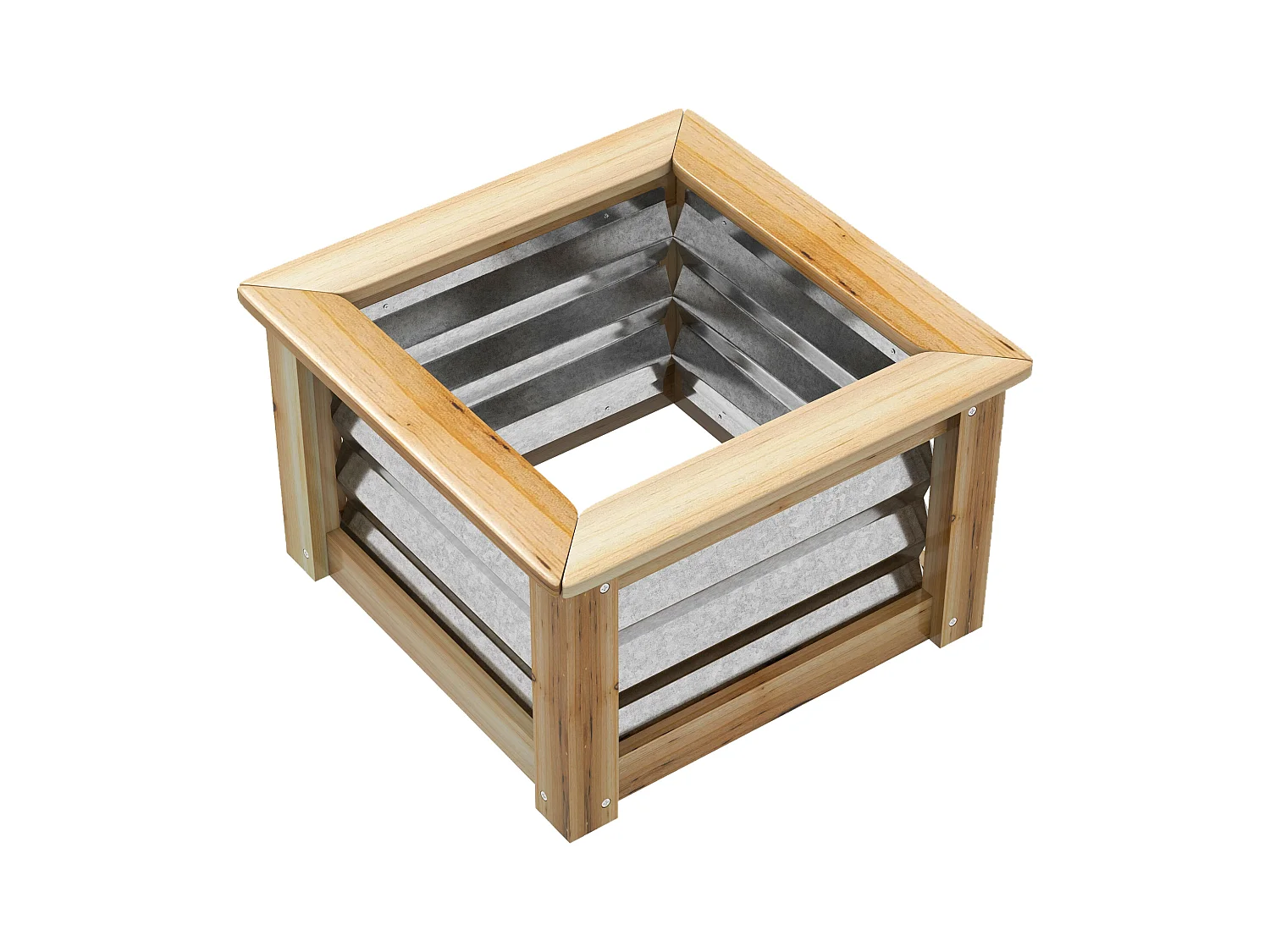 Verhoogd metalen tuinbed met houten frame, 45x45x30 cm (45x45x30 cm)