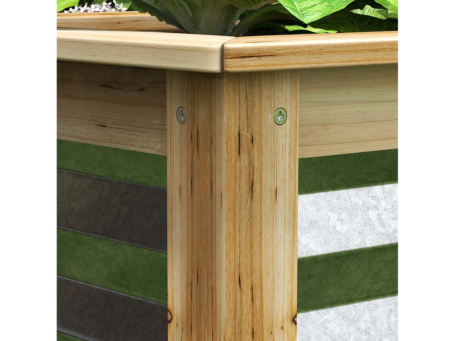 Jardin surélevé en métal avec cadre en bois, 45x45x30 cm, (45x45x30 cm)