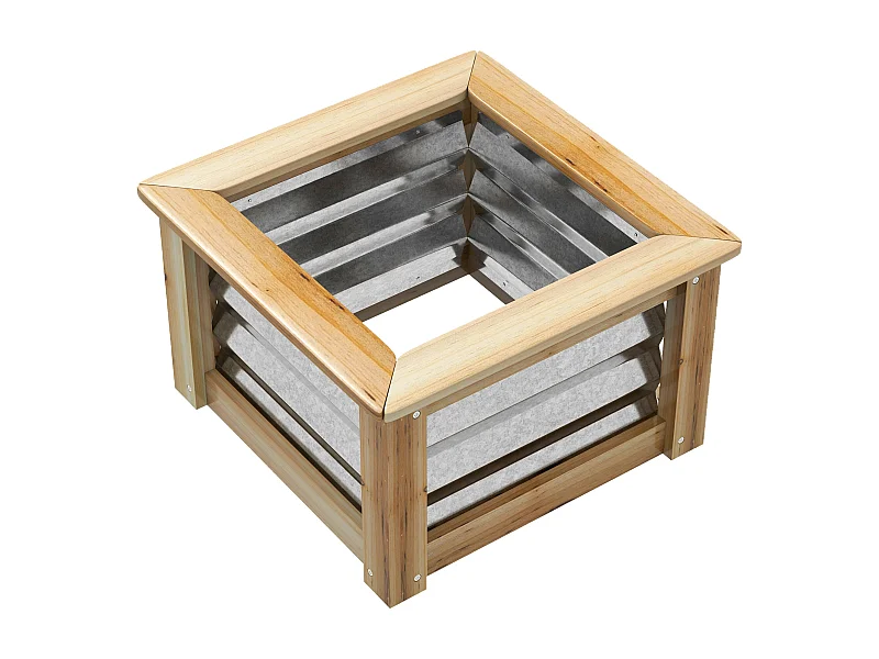 Jardin surélevé en métal avec cadre en bois, 45x45x30 cm, (45x45x30 cm)