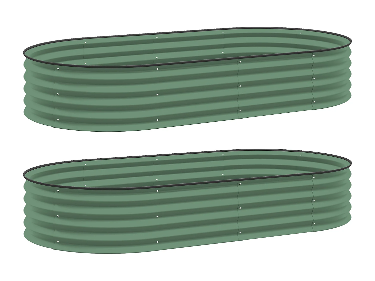 Set van 2 stalen verhoogde plantenbakken, groen (181x93x30 cm)
