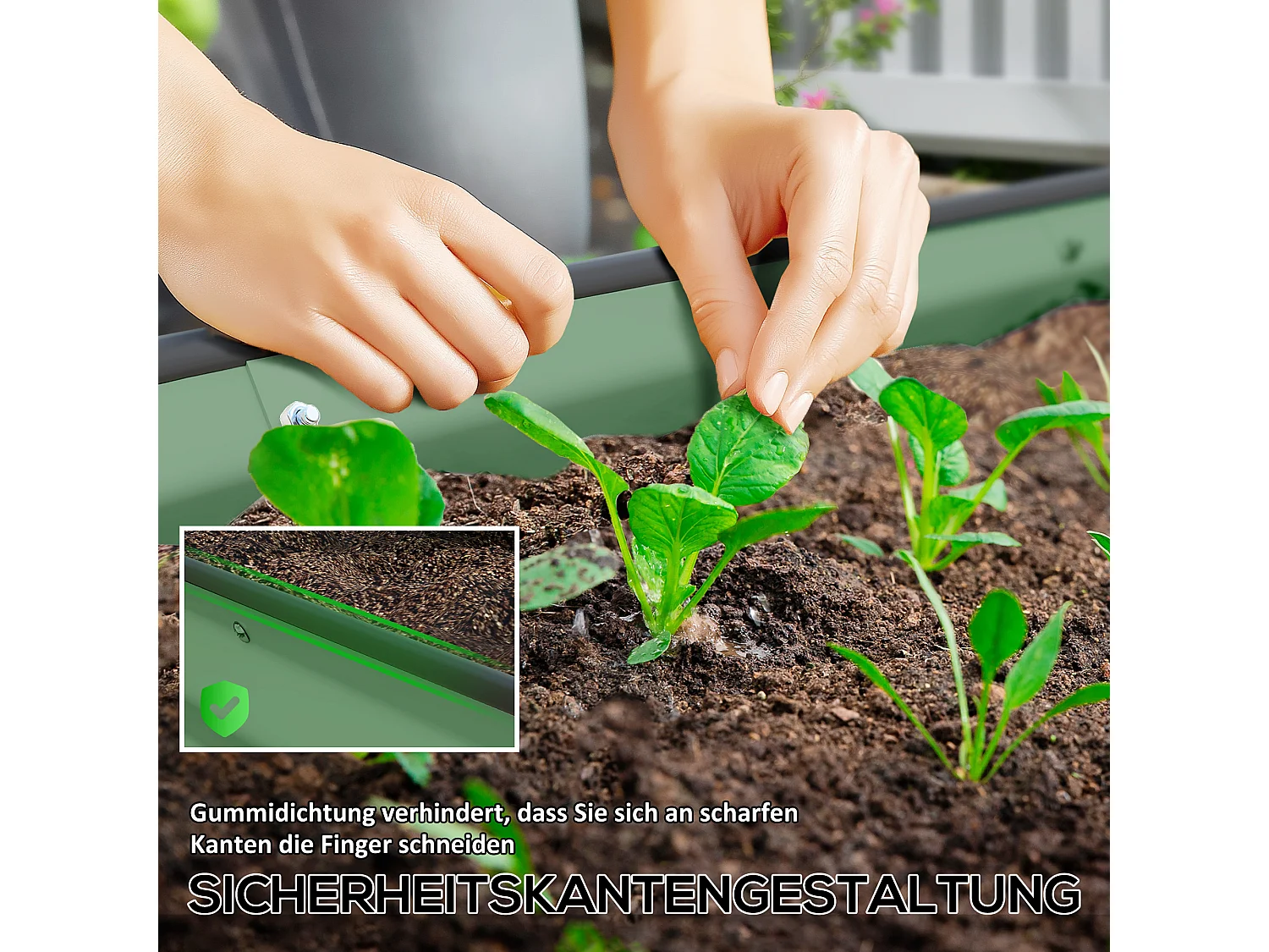 Set van 2 stalen verhoogde plantenbakken, groen (181x93x30 cm)