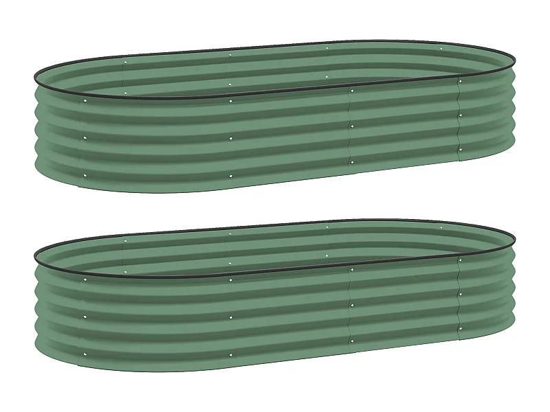 Set van 2 stalen verhoogde plantenbakken, groen (181x93x30 cm)