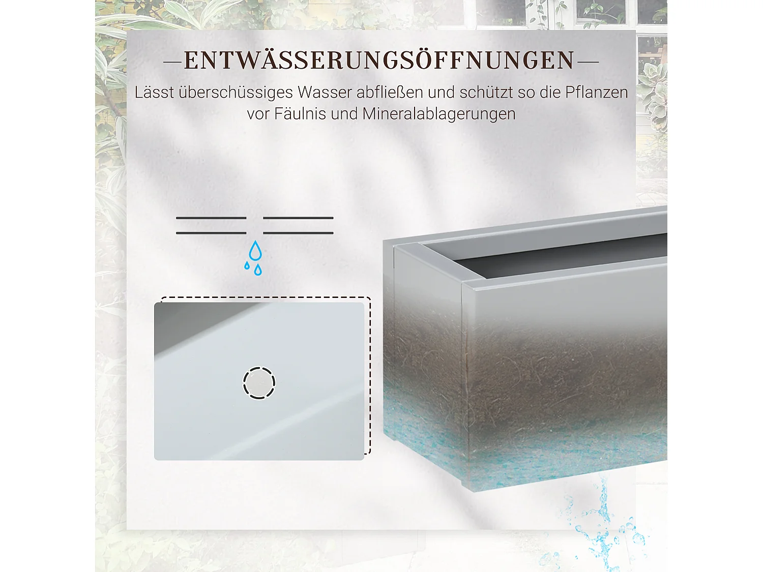 Balkonplanter, staal, grijs (91x22x22 cm)