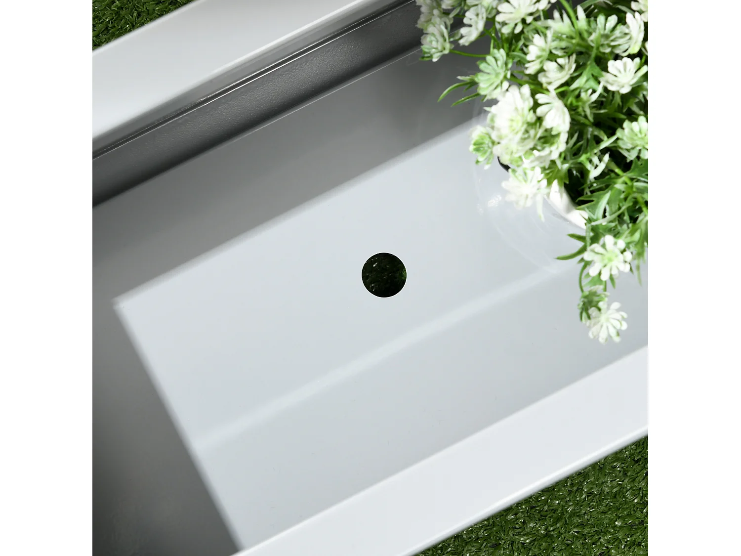 Balkonplanter, staal, grijs (91x22x22 cm)