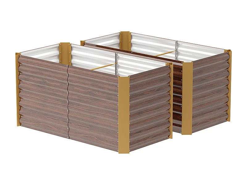 Set van 2 robuuste gegalvaniseerde stalen bloembakken, bruin (120x60x60cm)