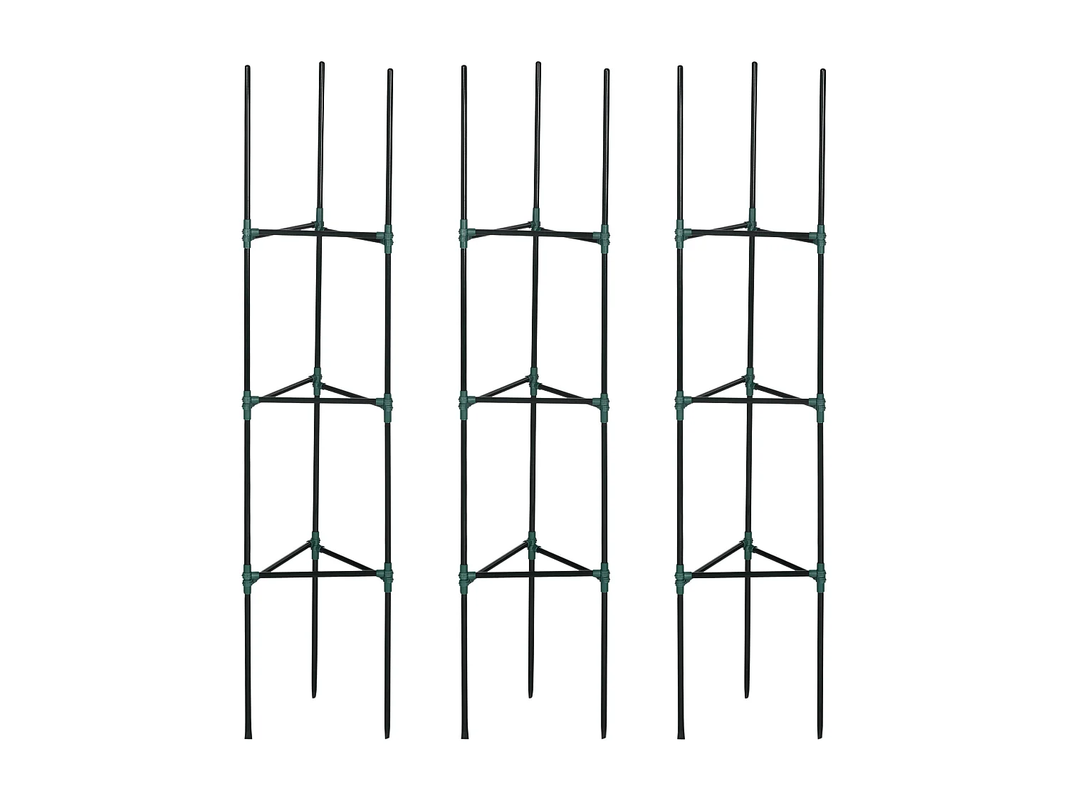 3-delige stalen plantenstandaard, verstelbaar, donkergroen (38x38x182cm)