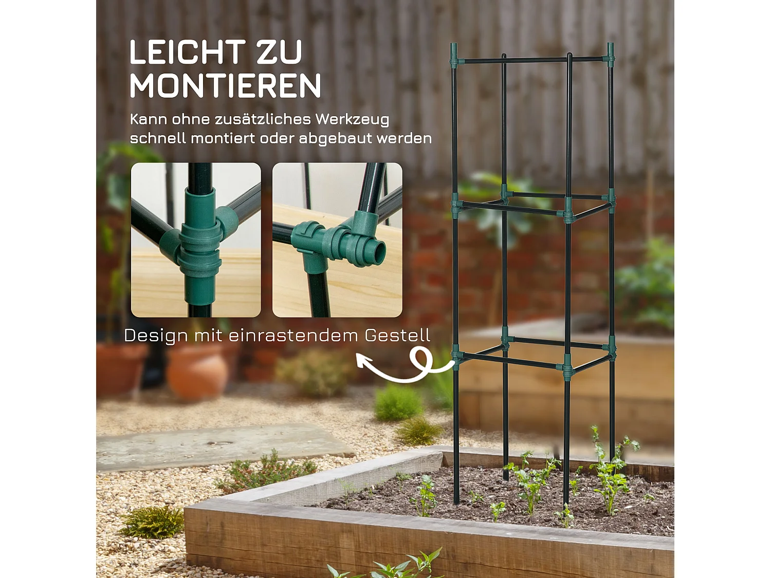 3-delige stalen plantenstandaard, verstelbaar, donkergroen (38x38x182cm)