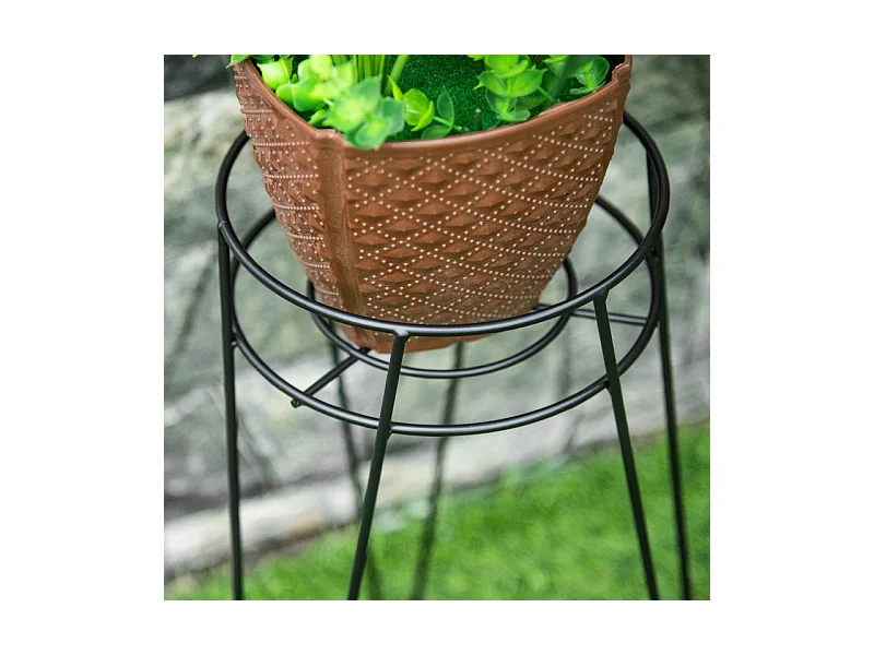 Porte-plantes en métal, set de 3, pour pots Ø16 cm, design élégant, noir (21x20x23.5 cm)
