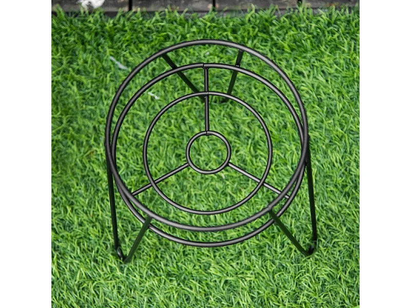 Porte-plantes en métal, set de 3, pour pots Ø16 cm, design élégant, noir (21x20x23.5 cm)