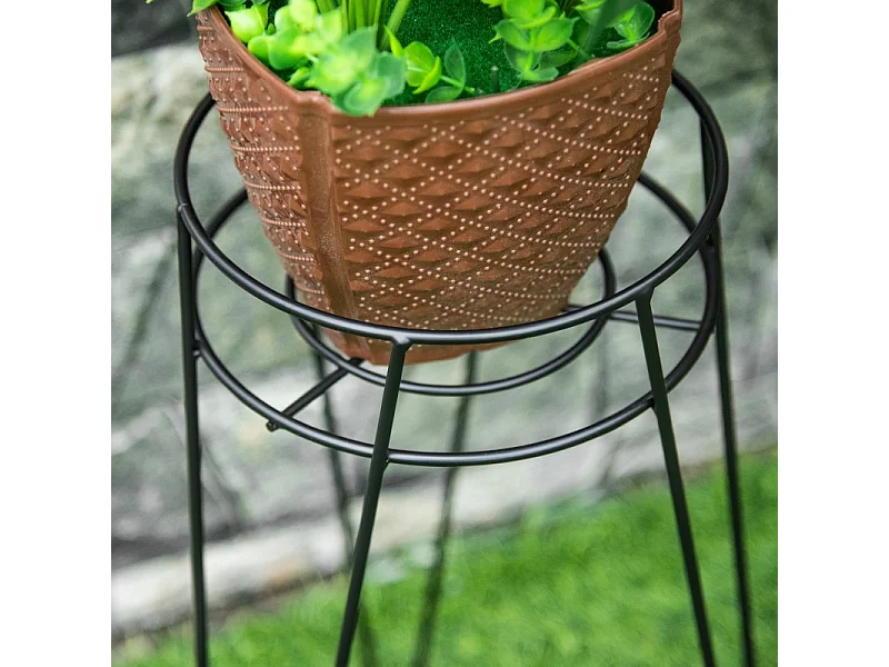 Porte-plantes en métal, set de 3, pour pots Ø16 cm, design élégant, noir (21x20x23.5 cm)