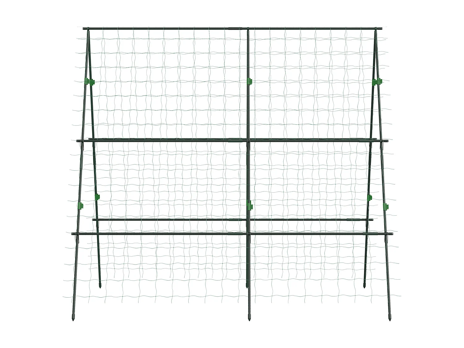 Verstelbare tuinpaal met net, staal, groen (180x100x180cm)