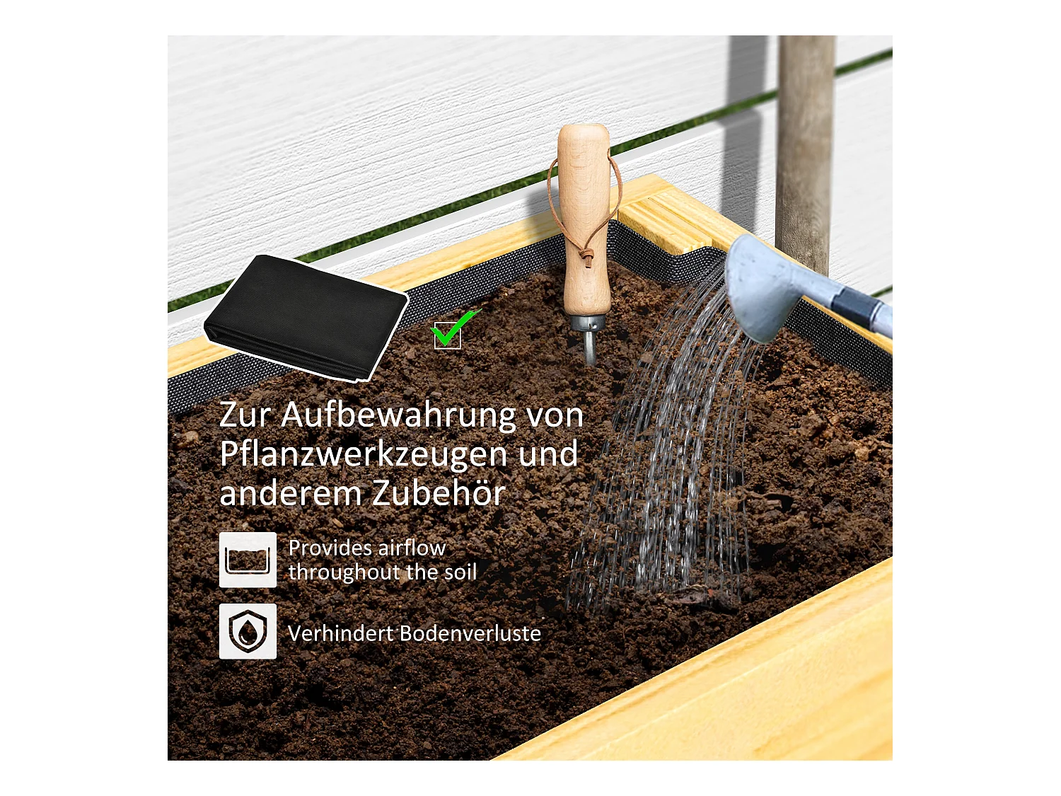 Jardin surélevé avec étagère, en bois, avec trous de drainage, pour jardin ou balcon (100x30x70.5 cm)