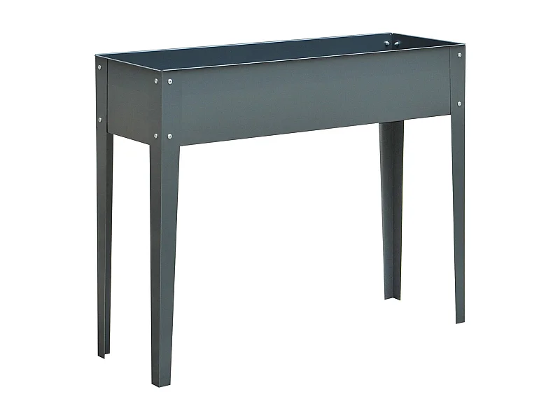 Huerto elevado con patas, drenaje, metal, gris oscuro (100x30x80cm)