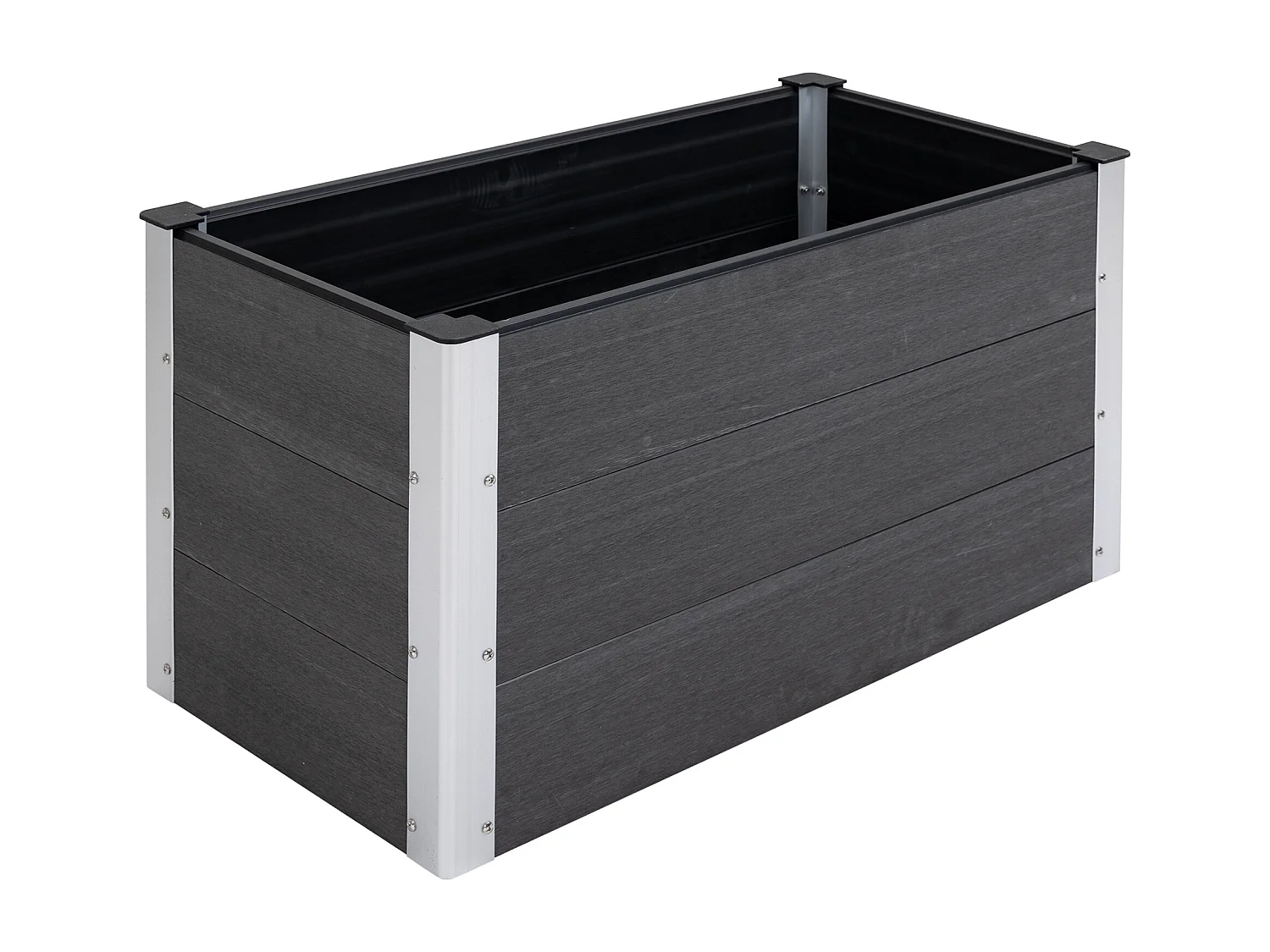 Verhoogde tuin zonder bodem, in WPC en aluminium, grijs (100x50x50 cm)