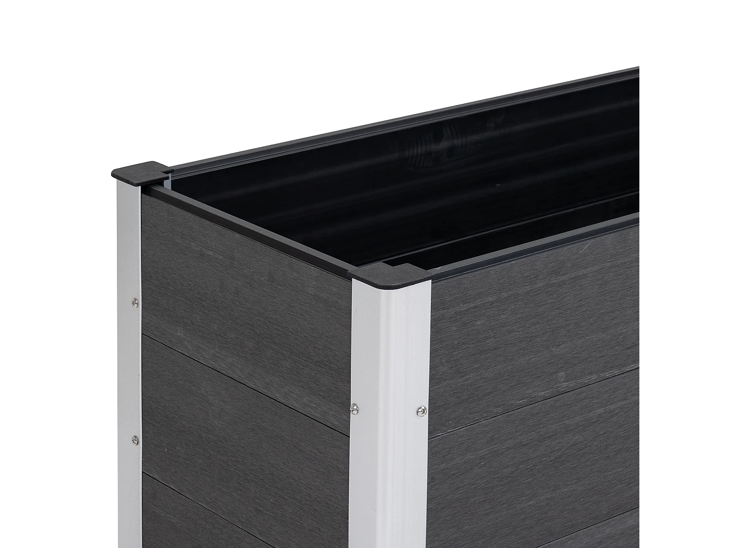 Verhoogde tuin zonder bodem, in WPC en aluminium, grijs (100x50x50 cm)