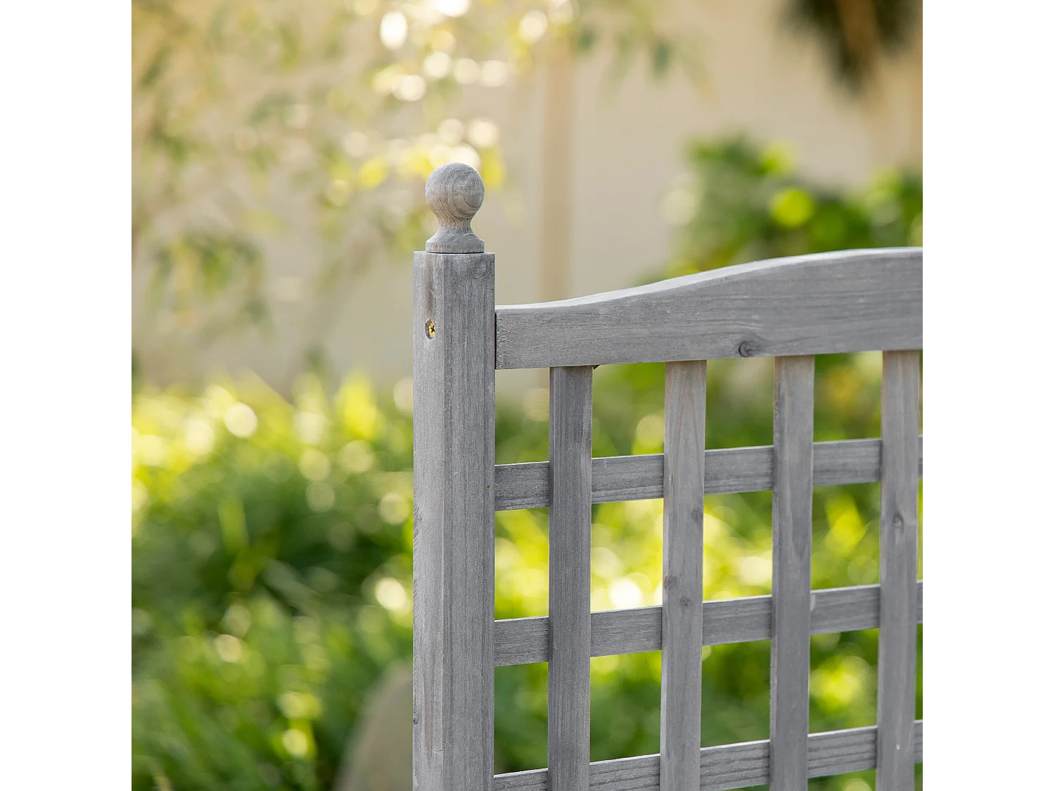 Pflanzkasten mit Rankgitter für Kletterpflanzen, Holz, hellgrau (64x28x120 cm)