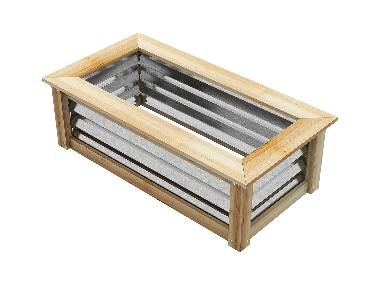 Verhoogde bloembak met houten en metalen frame, robuust en weerbestendig, natuurlijk (90x45x30cm)
