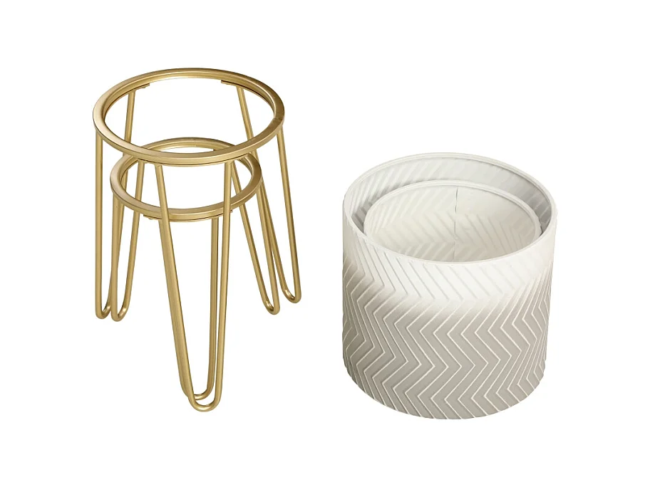 Set de 2 pots de fleurs avec support, en métal, design moderne, blanc (30x30x67 cm/25x25x52 cm)