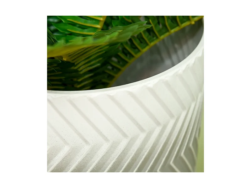 Set de 2 pots de fleurs avec support, en métal, design moderne, blanc (30x30x67 cm/25x25x52 cm)