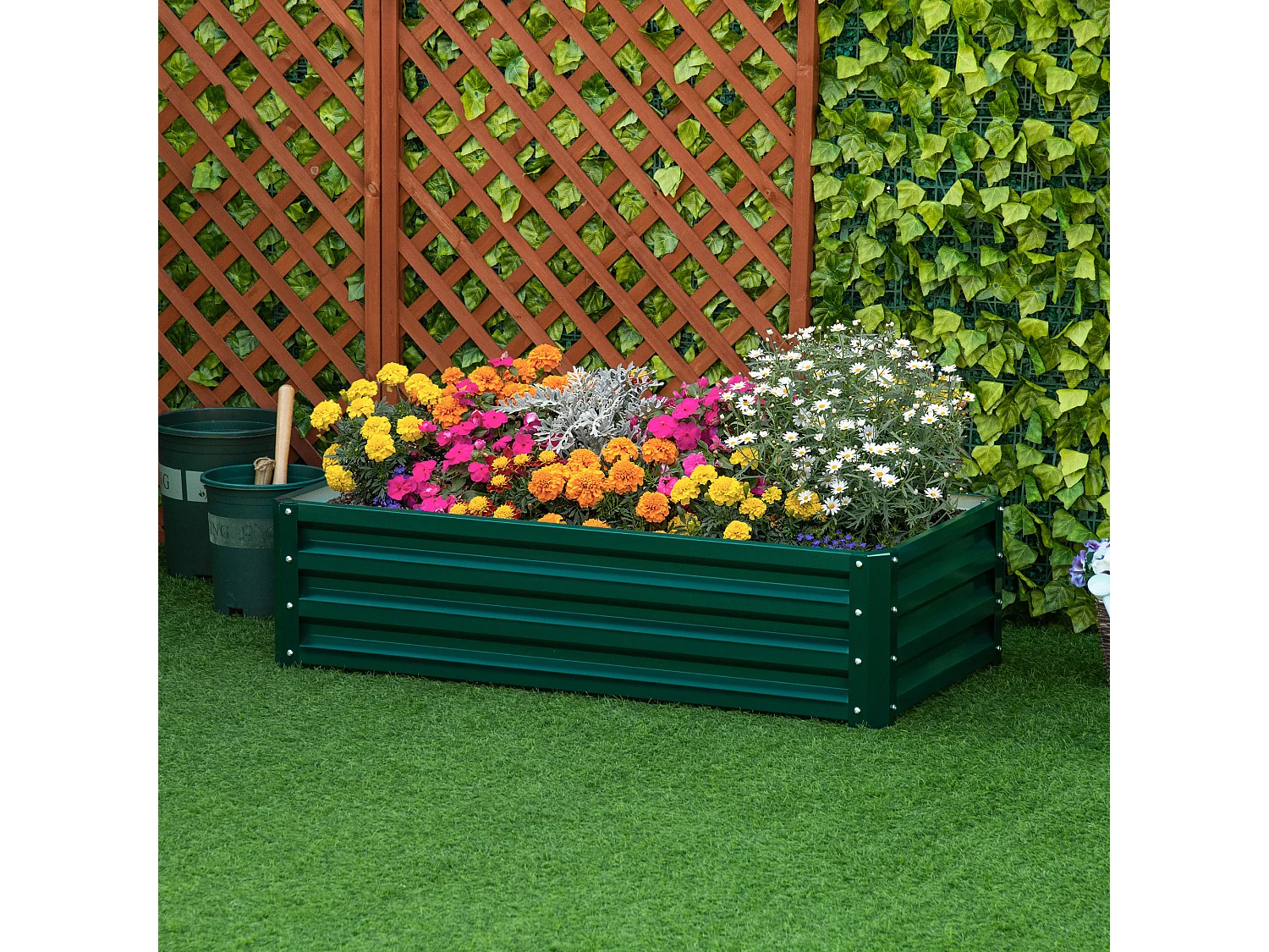 Verhoogde stalen plantenbak voor groenten en planten, groen (120x60x30,5 cm)
