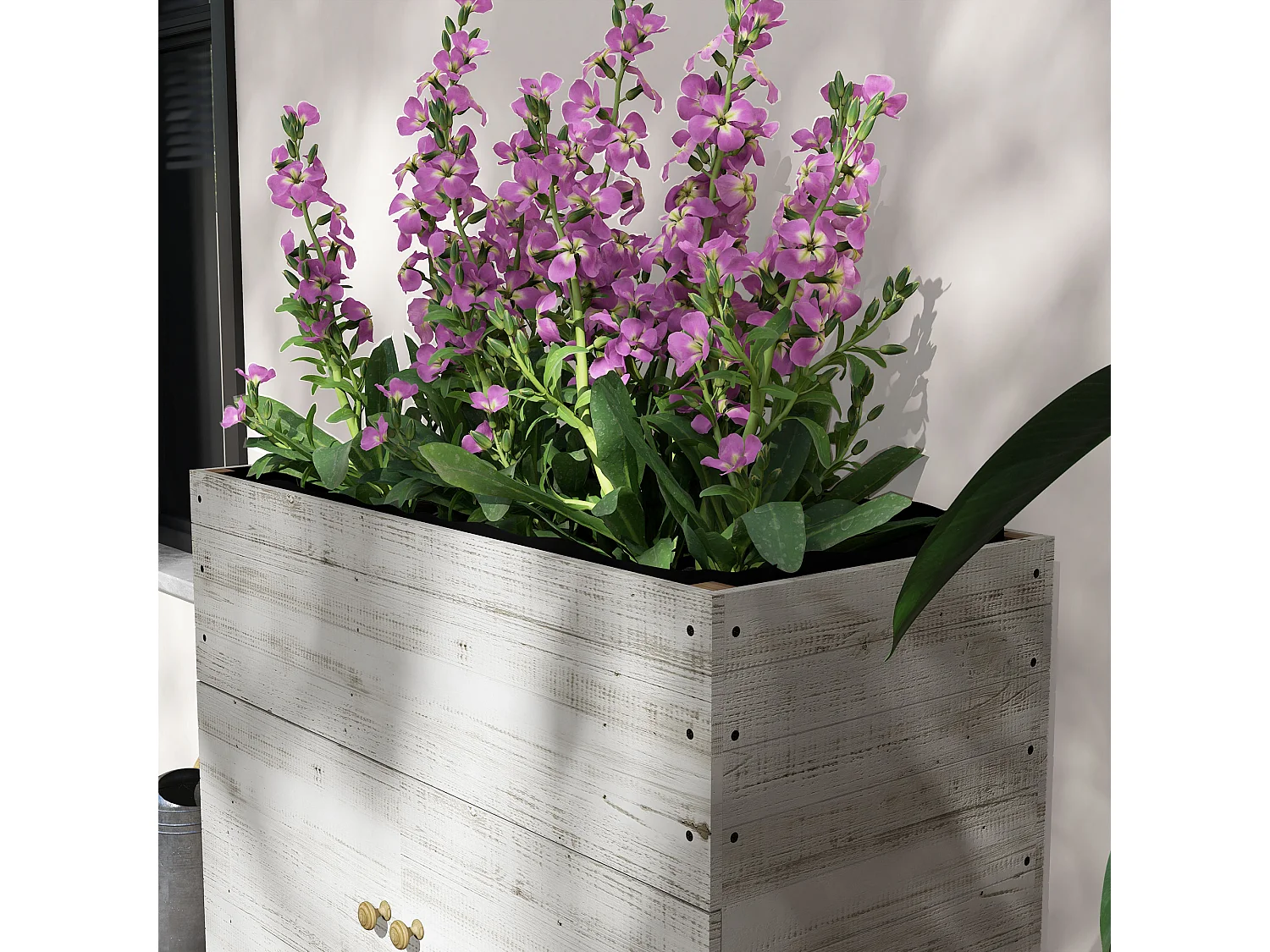 Houten verhoogd bed met opbergruimte, 110x50x95 cm, wit