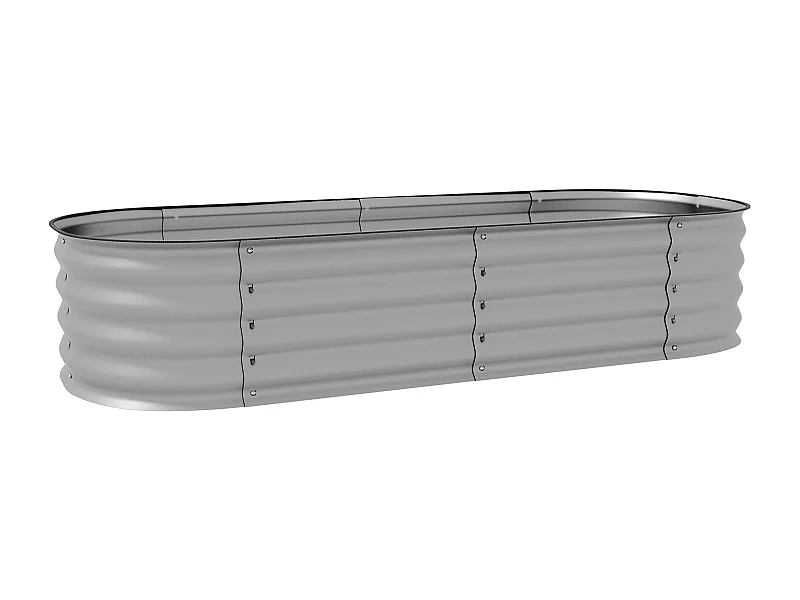 Jardinera metálica para hortalizas, diseño modular, color gris plata (150x62x30cm)