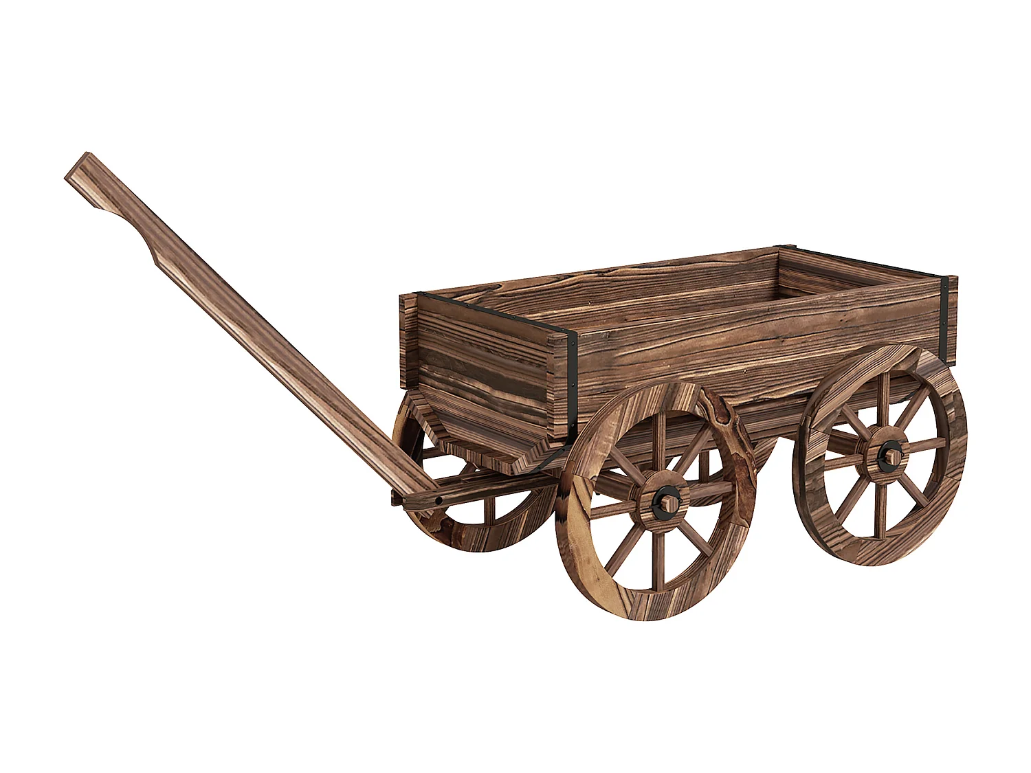 Plantenbak in karvorm op wielen, massief antraciet, praktische handgrepen, bruin (120x41x54cm)