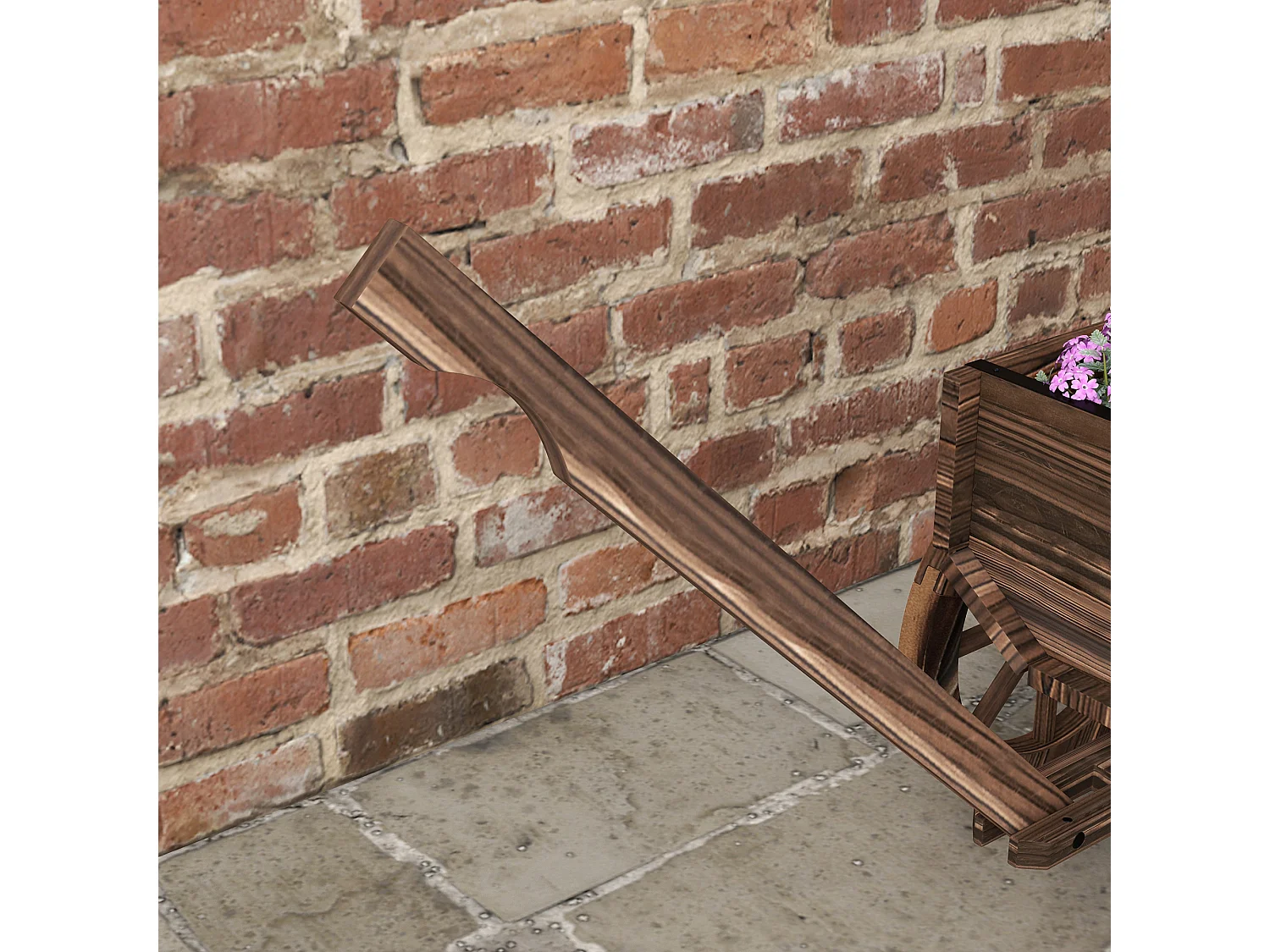 Plantenbak in karvorm op wielen, massief antraciet, praktische handgrepen, bruin (120x41x54cm)