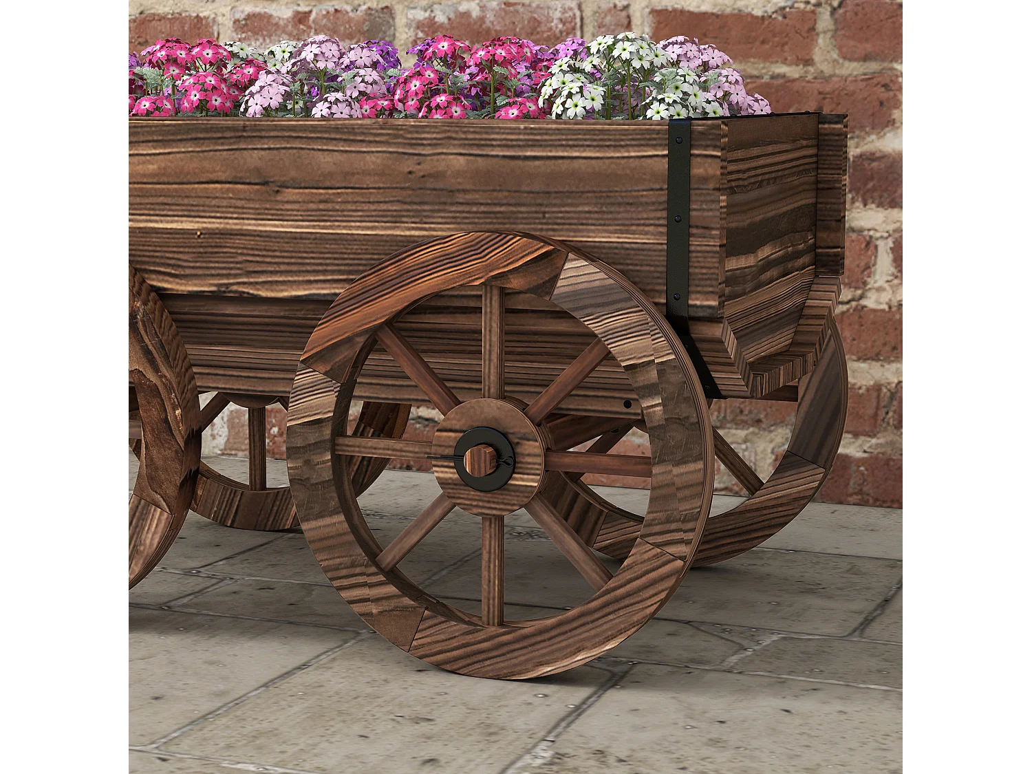 Plantenbak in karvorm op wielen, massief antraciet, praktische handgrepen, bruin (120x41x54cm)