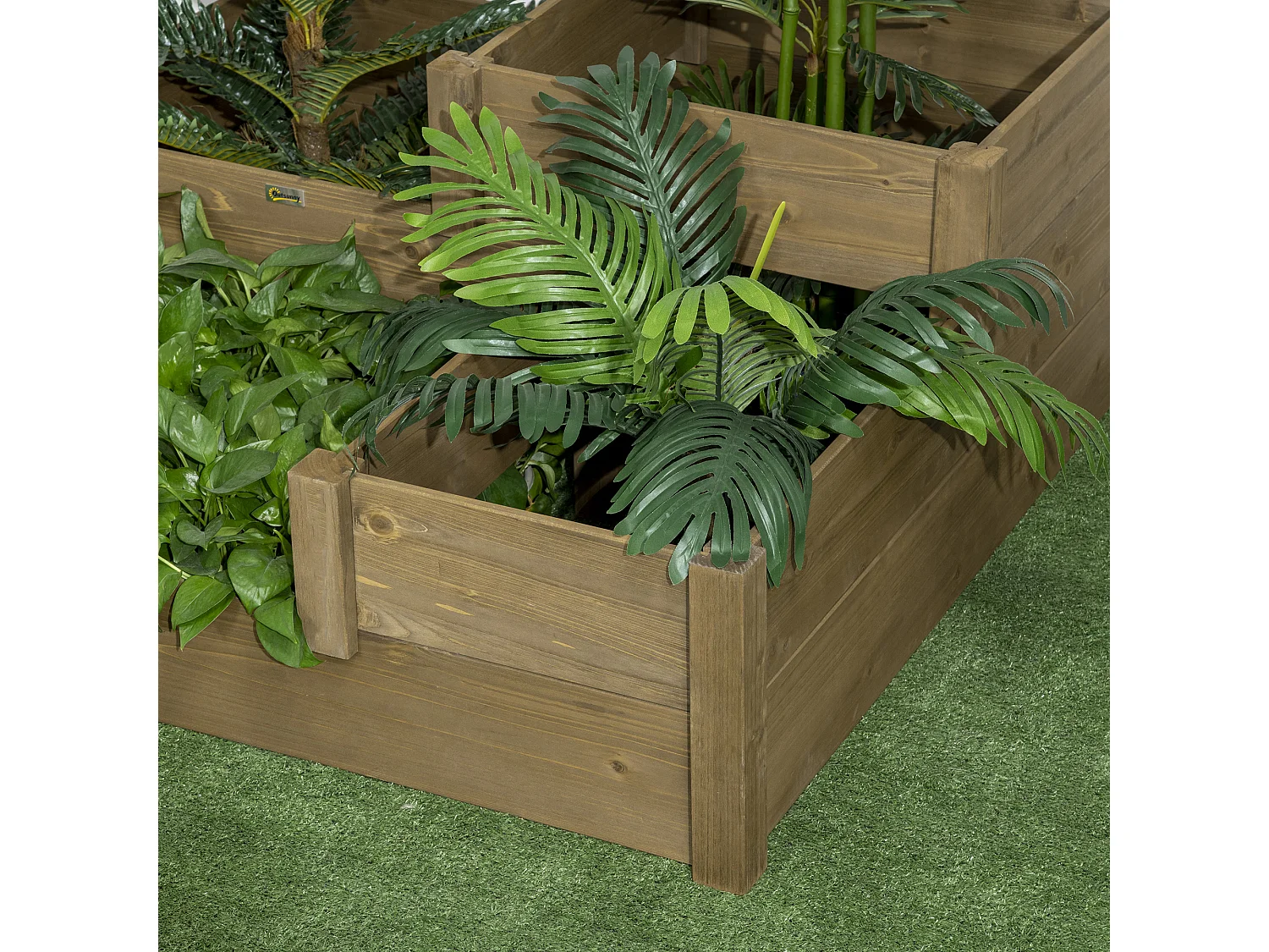 3 niveaux en bois de sapin, pour jardin et balcon, brun (122x122x51 cm)