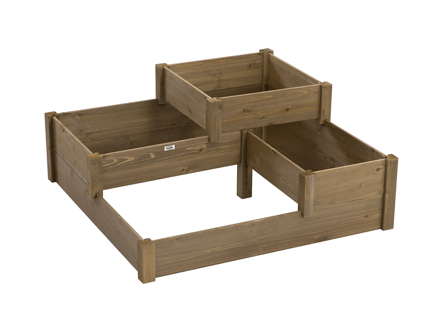 3-laags dennenhouten tuin- en balkonberging, bruin (122x122x51 cm)