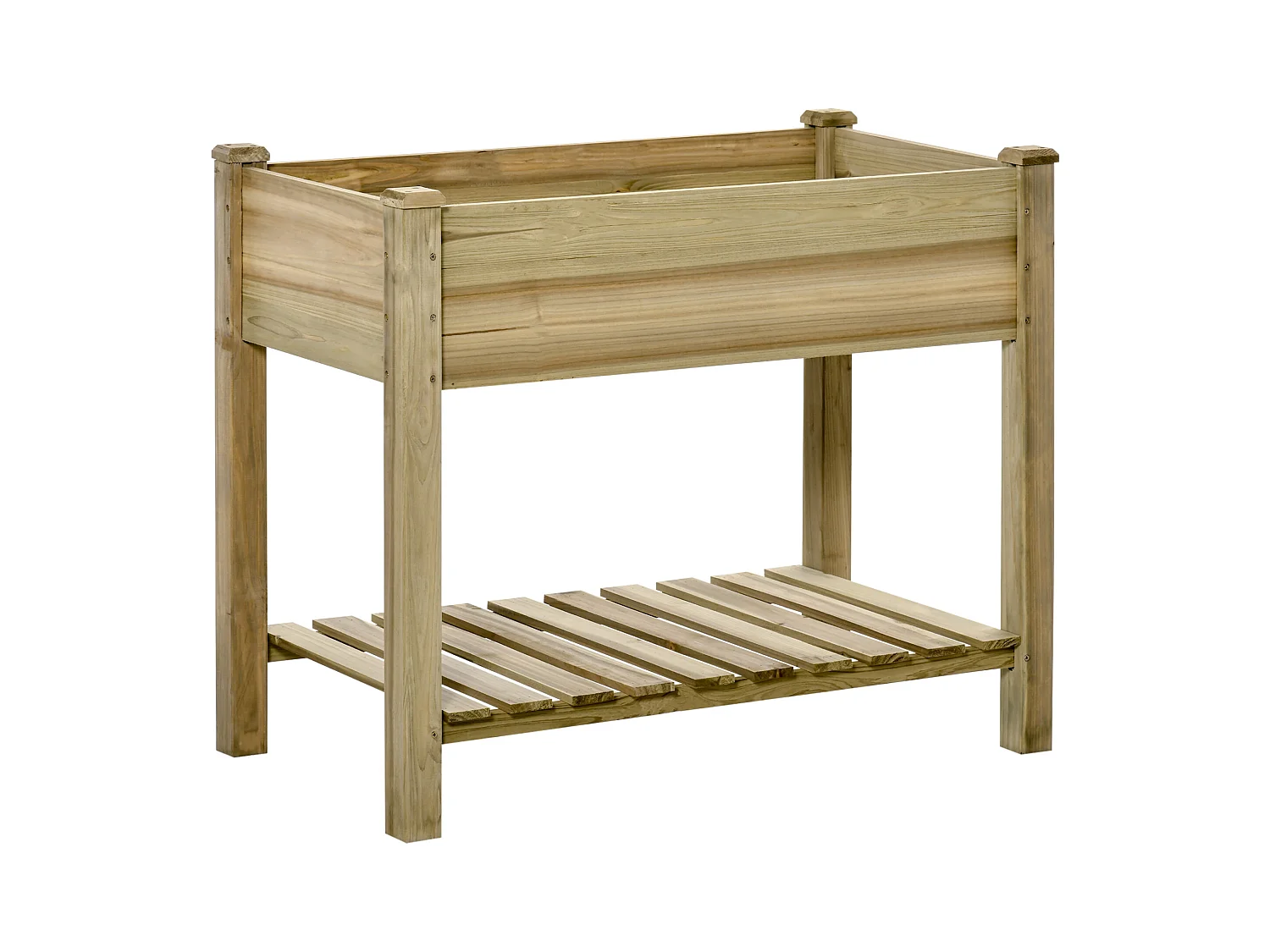 Verhoogd tuinbed met plank, weerbestendige houten plantenbak met drainagegaten voor tuin, balkon en terras (91x51x76 cm)