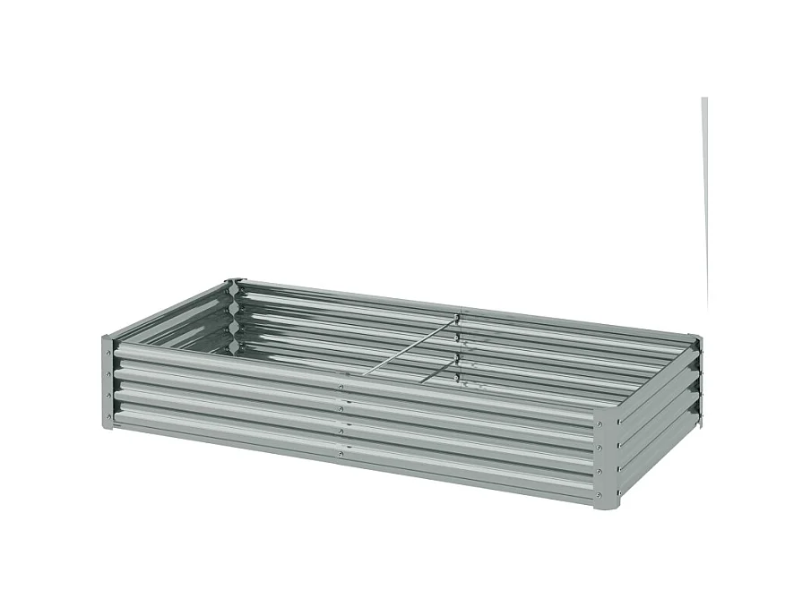 Jardinière surélevée en acier, résistante aux intempéries, avec bord anti-coupure, argenté (180x90x30cm)