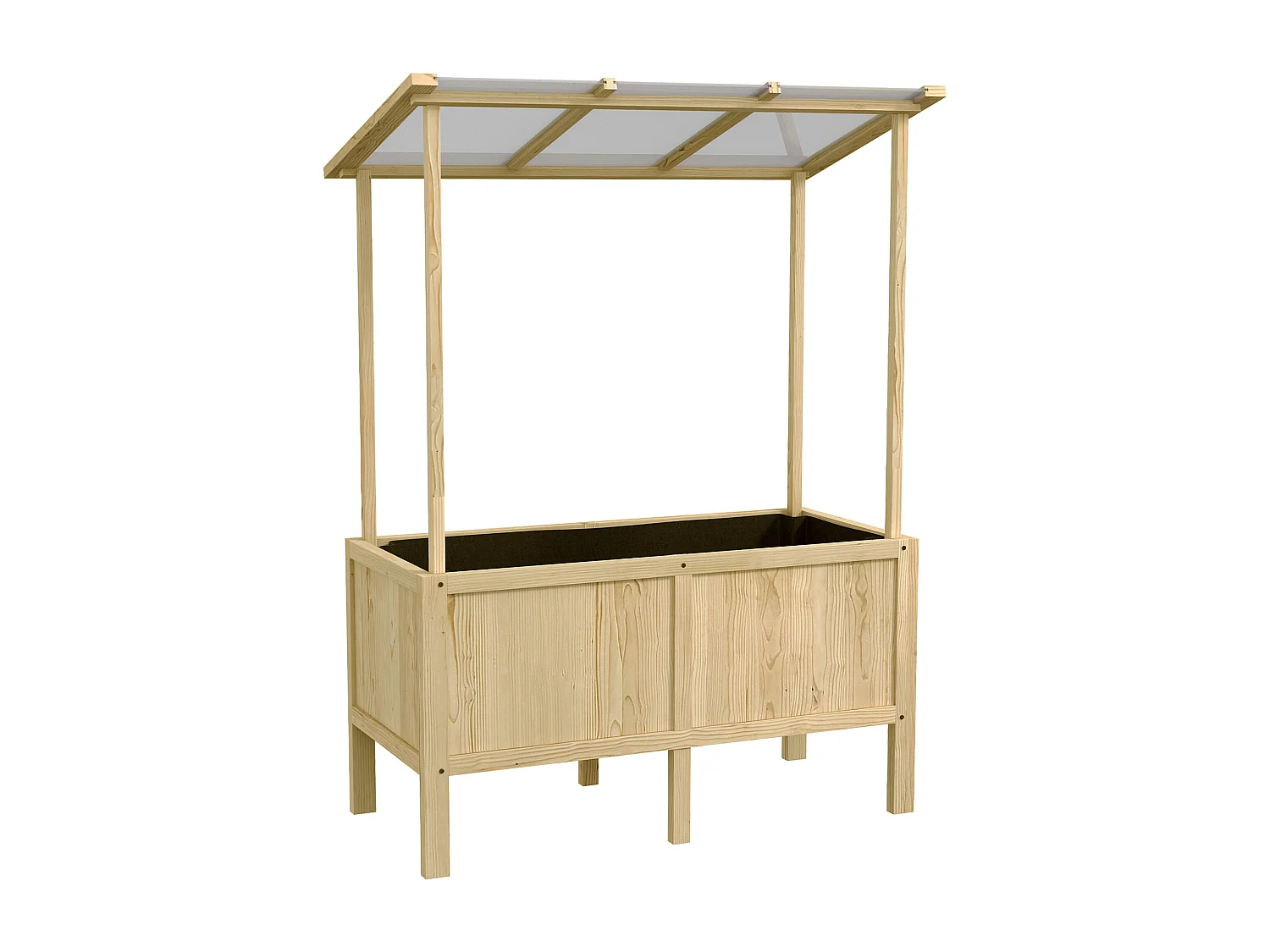 Houten moestuin met kas en canvas, naturel (110x60x152cm)