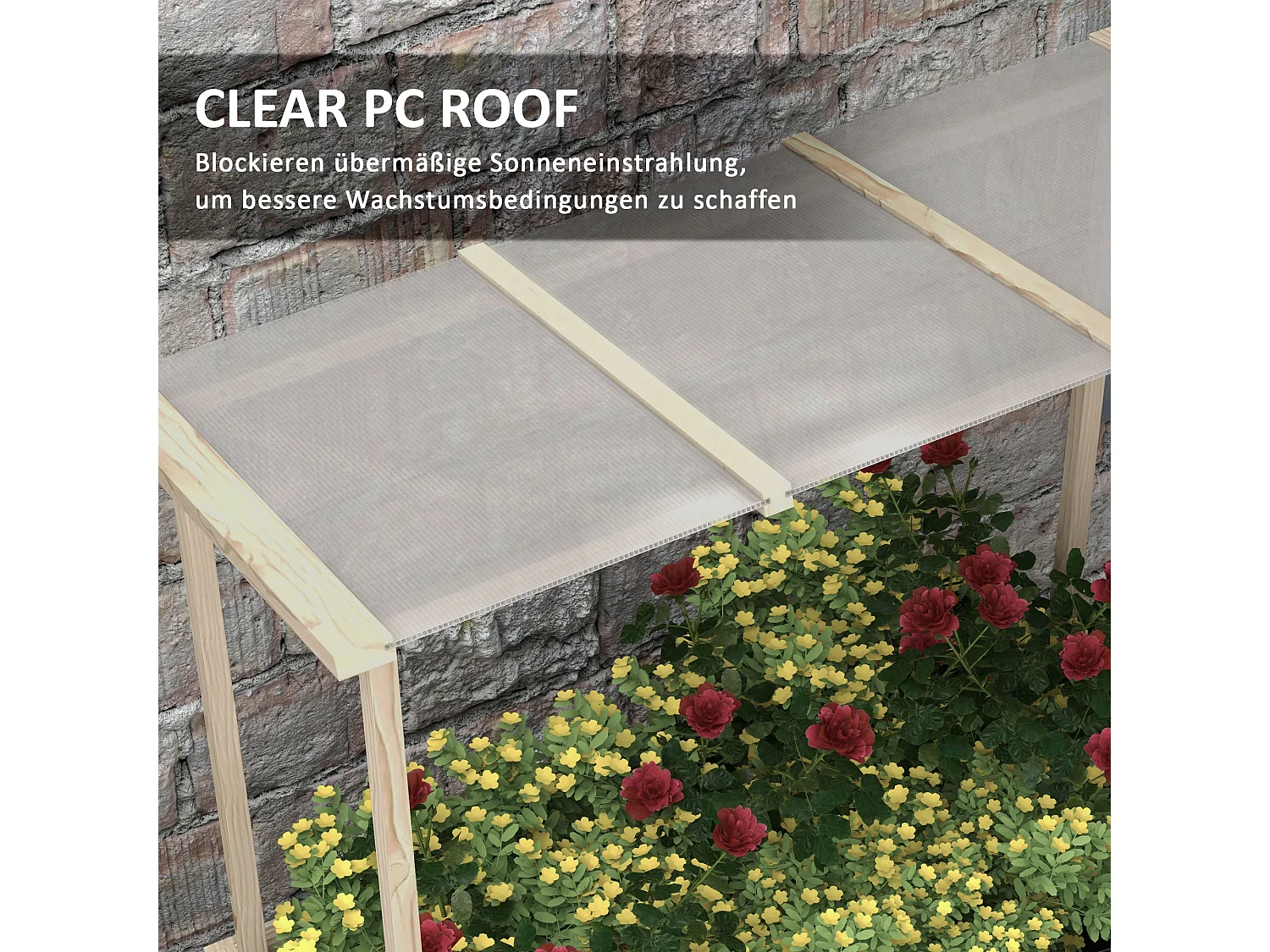 Houten moestuin met kas en canvas, naturel (110x60x152cm)