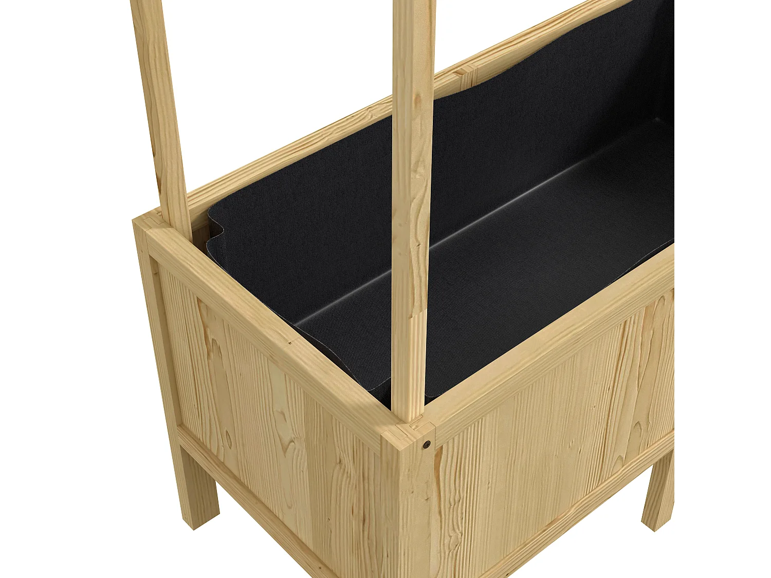 Houten moestuin met kas en canvas, naturel (110x60x152cm)