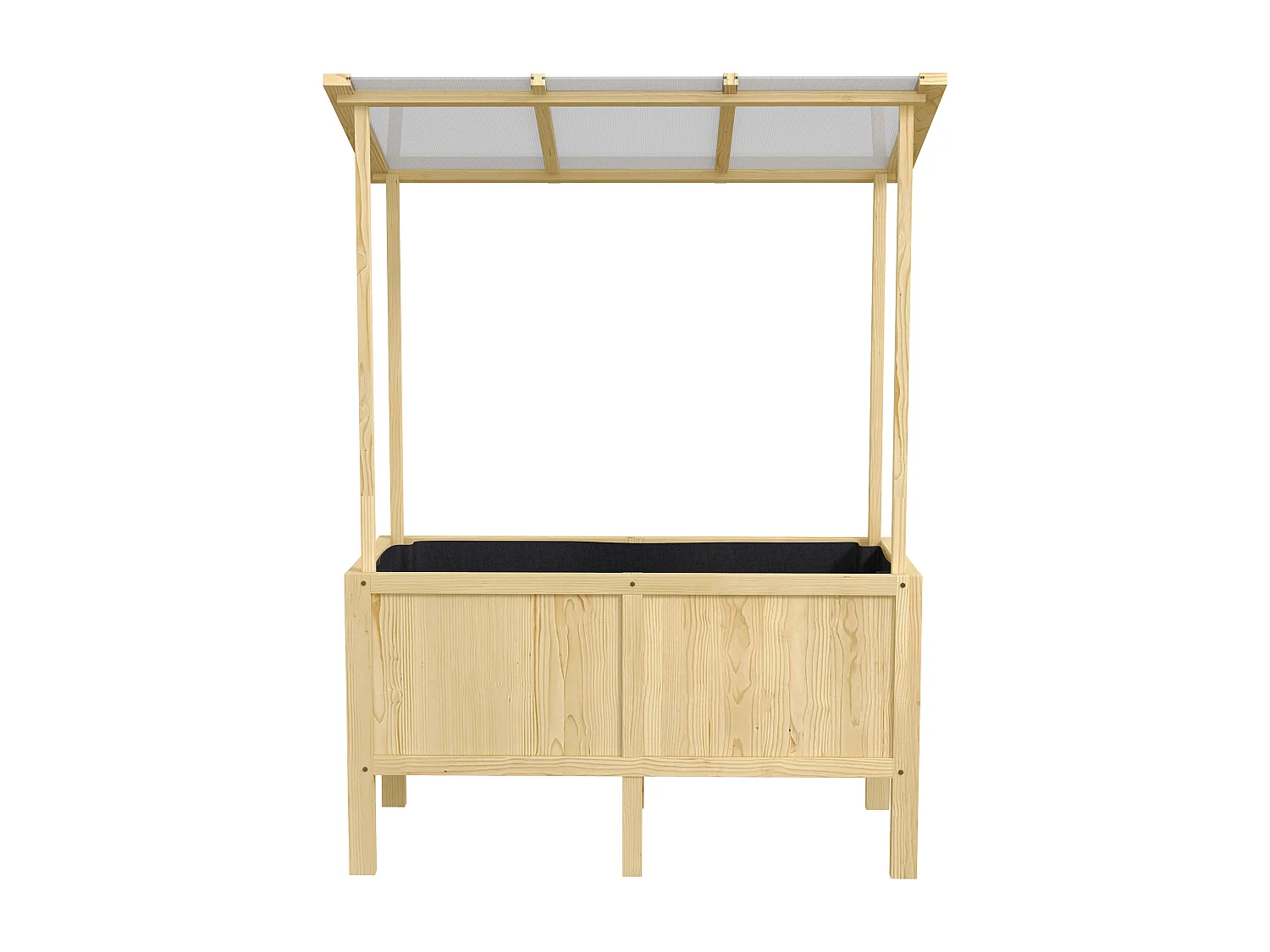 Houten moestuin met kas en canvas, naturel (110x60x152cm)