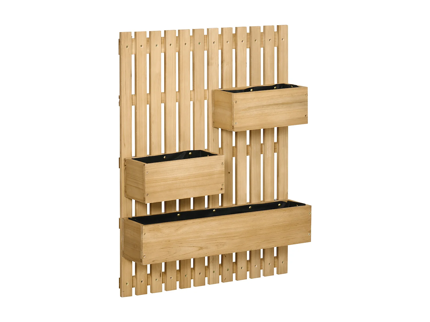 Pflanzkübel mit Spalier, mobiles Hochbeet aus Massivholz, 60x16x80 cm, natur