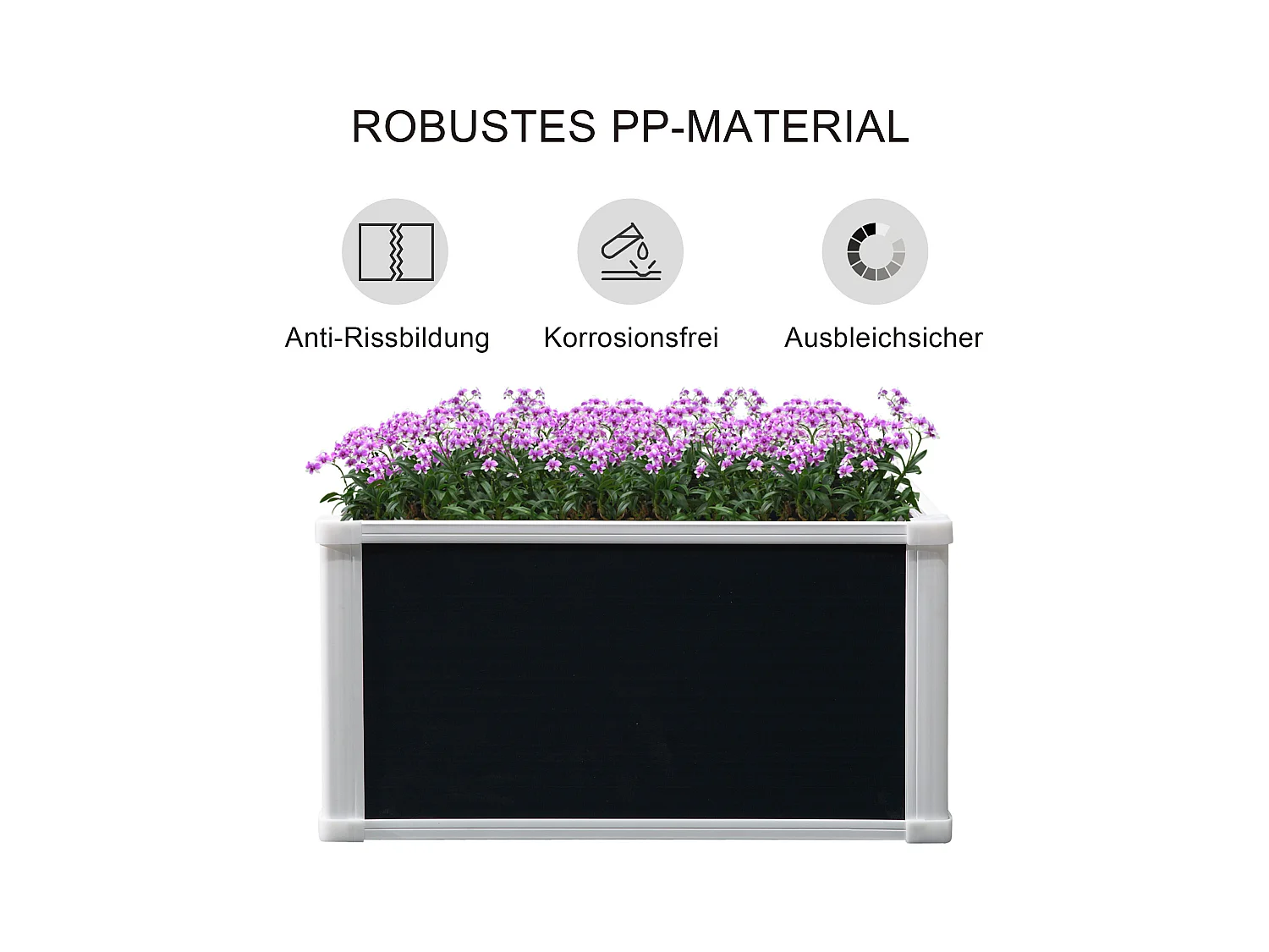 Bac à plantes surélevé avec drainage, plastique, gris (60x60x30 cm)