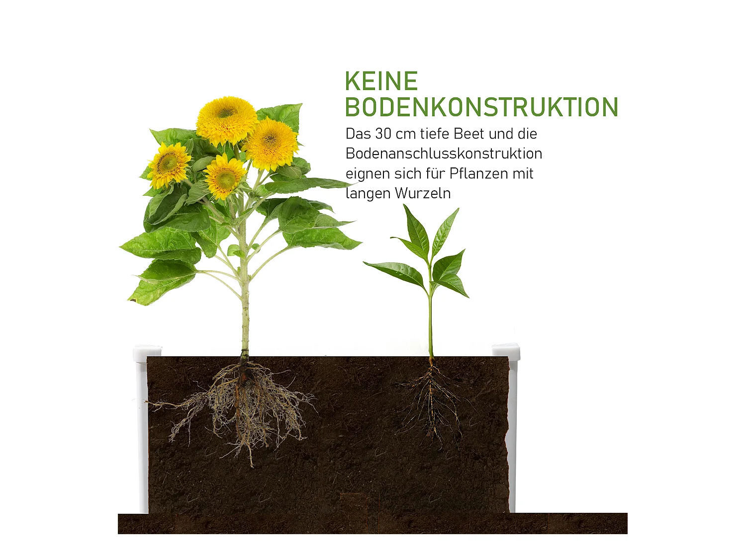 Bac à plantes surélevé avec drainage, plastique, gris (60x60x30 cm)