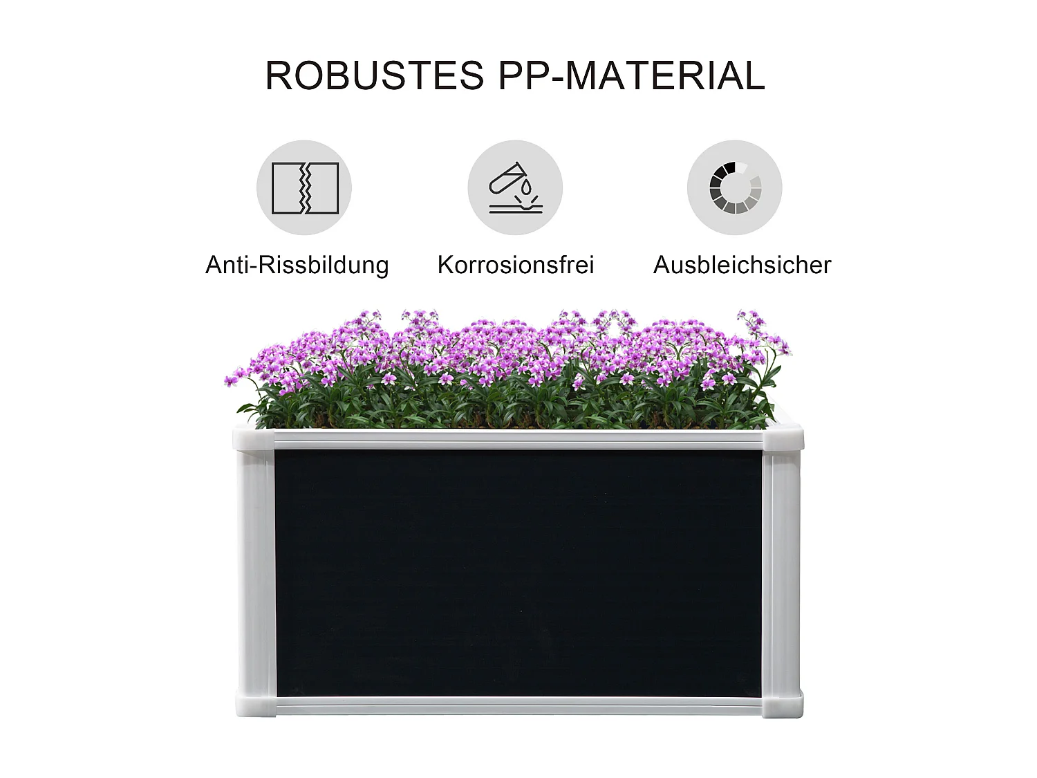 Bac à plantes surélevé avec drainage, plastique, gris (60x60x30 cm)
