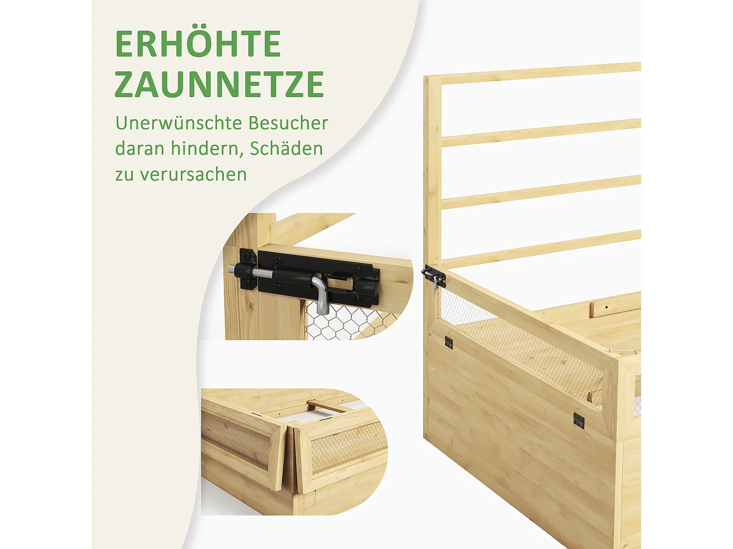 Verhoogd tuinbed met trellis, massief hout, natuurlijk (183x98,5x95 cm)