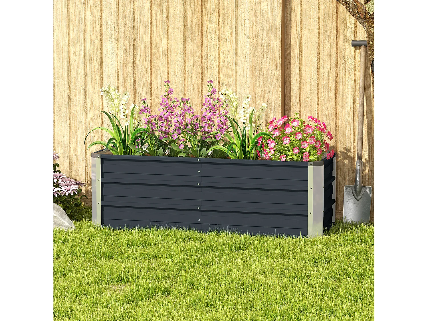 Stalen groentebak met open oppervlak, antracietgrijs (125x47x40cm)