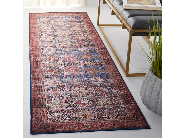 Tapis Bleu Marine/Rouille 76 X 183 cm - Zarah
