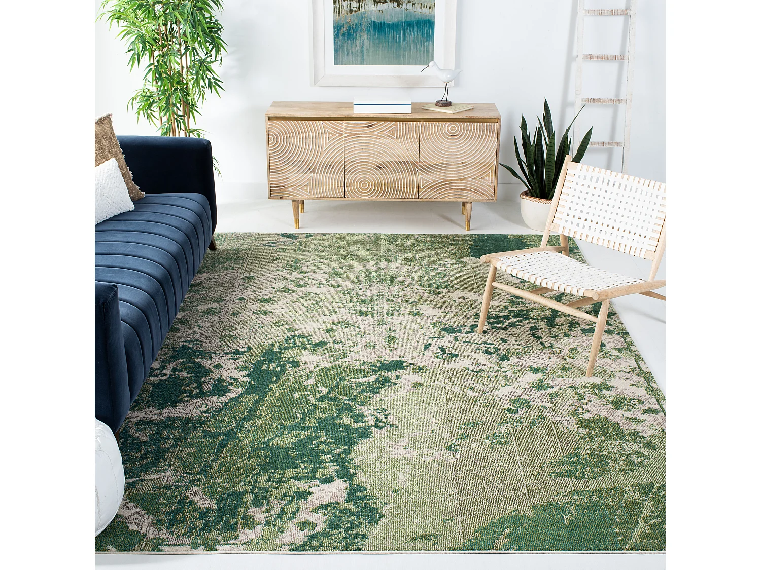 Tapis Vert/Ivoire 91 X 91 cm - Alethea