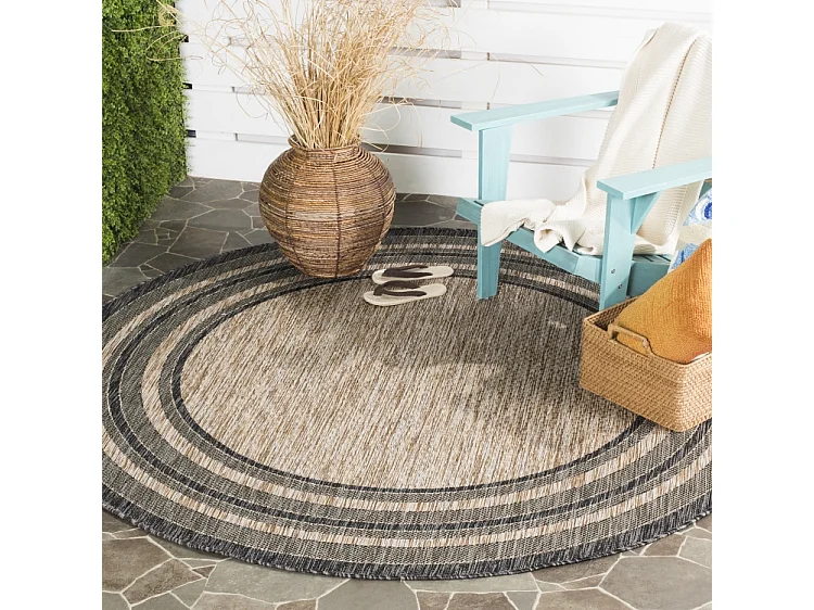 Tapis Naturel/Noir 160 X 160 cm - Anwen