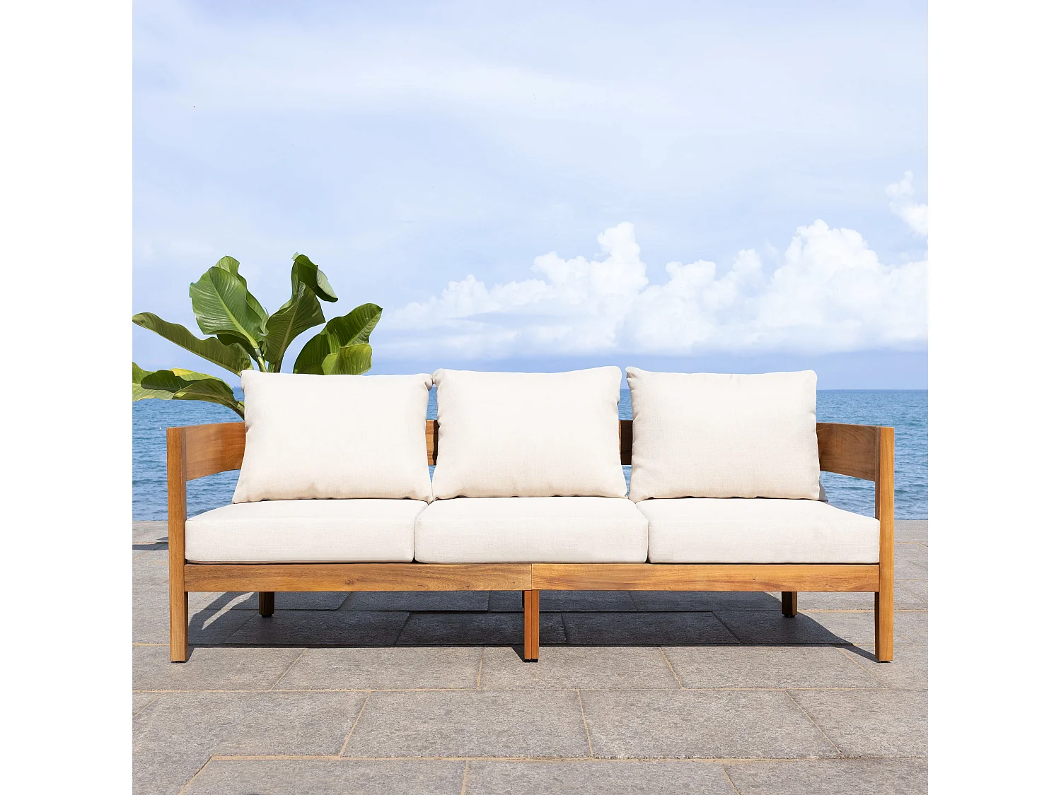 Canapé Taupe 195 x 75 x 65 cm - Theo